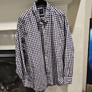 Tailorbyrd Men's Plaid Shirt - Navy and Burgundy